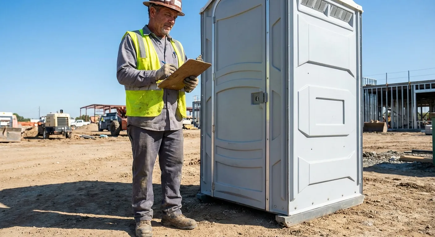 Portable toilet delivery truck ready for service in Gary, IN