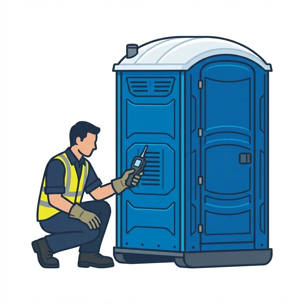 Infographic detailing causes of portable toilet odors in Gary, IN